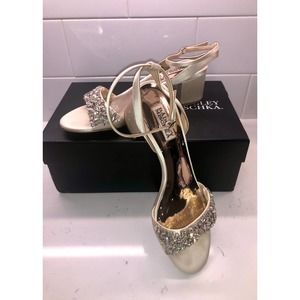 Badgley Mischka Women's Ivanna Crystal-Embellished Block Heel Sandals